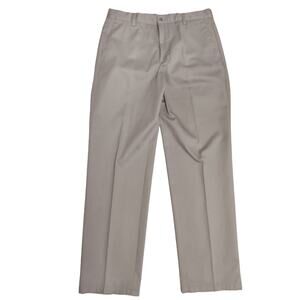 DOCKERS Mens Khaki Flat Front Pants Size 34 Classic Fit Cotton Work Trousers